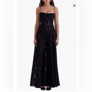 House of CB Sheer Lace-Up Gown